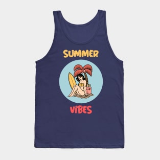 Summer Vibes Positive Quote Surfer Girl Gift Tank Top